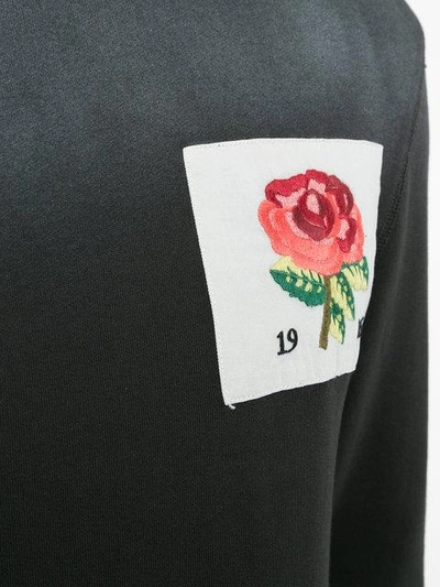 Shop Kent & Curwen Embroidered Rose Hoodie In Grey