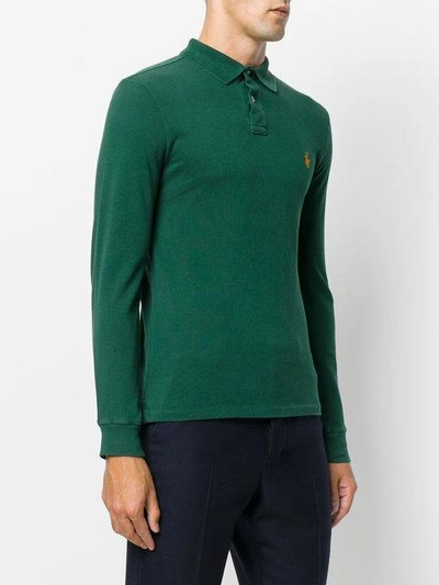 Shop Polo Ralph Lauren Long Sleeved Polo Shirt In Green