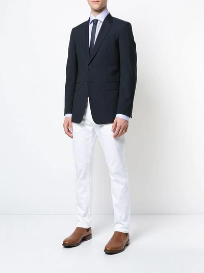 Shop Isaia Slim-fit Trousers - White