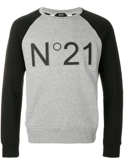 Shop N°21 Nº21 Cropped Logo Sweatshirt - Grey