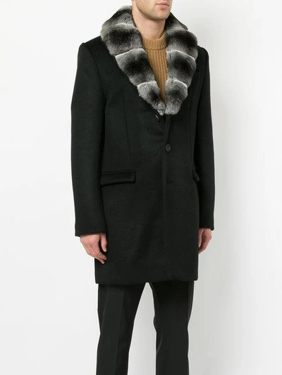 Shop Yves Salomon Fur Lapel Coat In Black