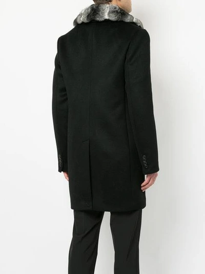 Shop Yves Salomon Fur Lapel Coat In Black