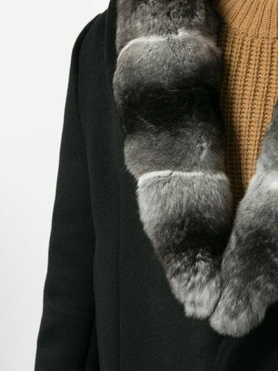 Shop Yves Salomon Fur Lapel Coat In Black