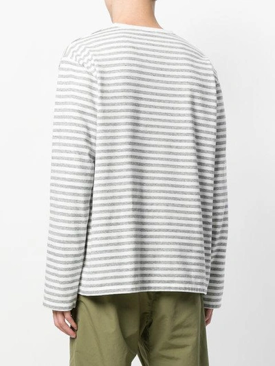 Shop Nanamica Striped Sweatshirt - White