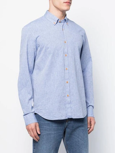 Shop Homecore Contrast Button Tokyo Shirt In Blue