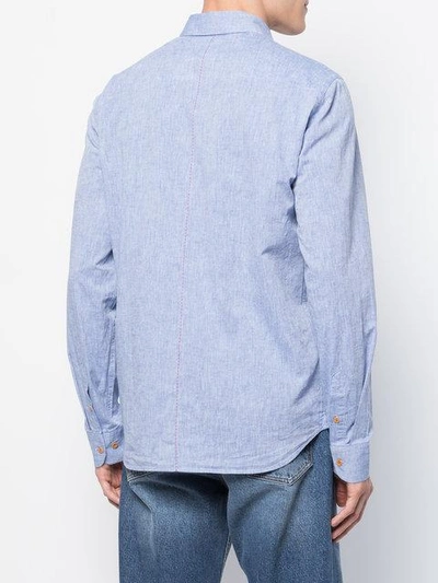 Shop Homecore Contrast Button Tokyo Shirt In Blue