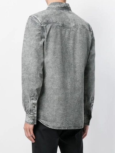 Shop Givenchy Eyelet Denim Shirt - Grey