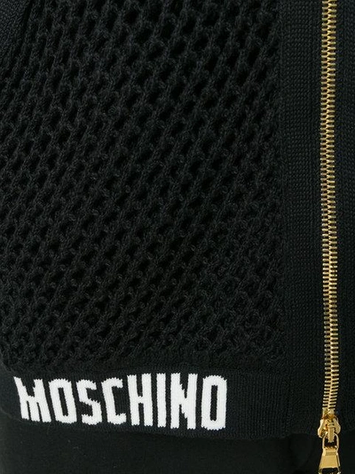 Shop Moschino Mesh Knit Hoodie - Black