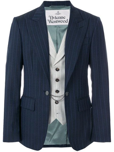 Shop Vivienne Westwood Striped Waistcoat Jacket - Blue