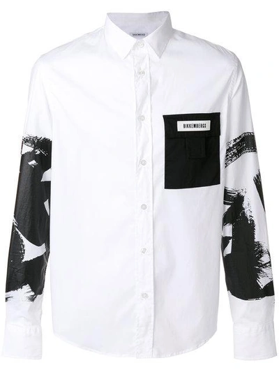 Shop Dirk Bikkembergs Contrast Pocket Printed Shirt - White