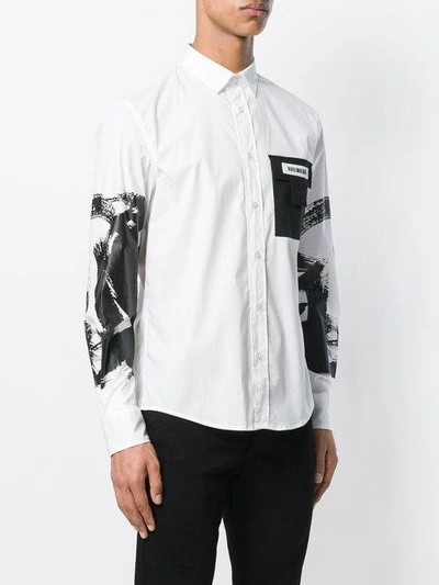 Shop Dirk Bikkembergs Contrast Pocket Printed Shirt - White