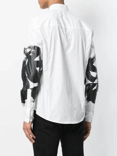 Shop Dirk Bikkembergs Contrast Pocket Printed Shirt - White