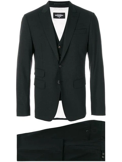 Shop Dsquared2 Pocket Detail Three Piece Suit - Black