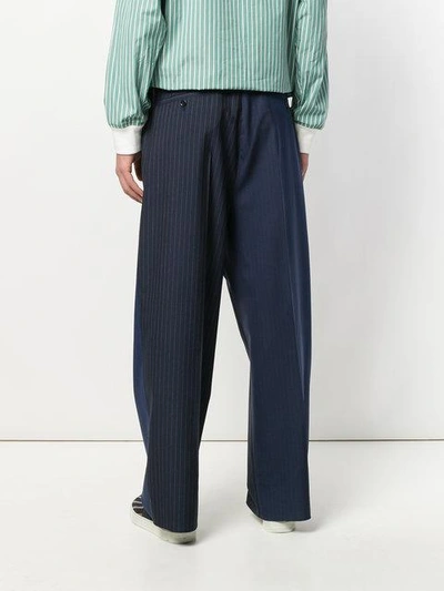 Shop Marni Loose Fit Striped Chinos In Blue