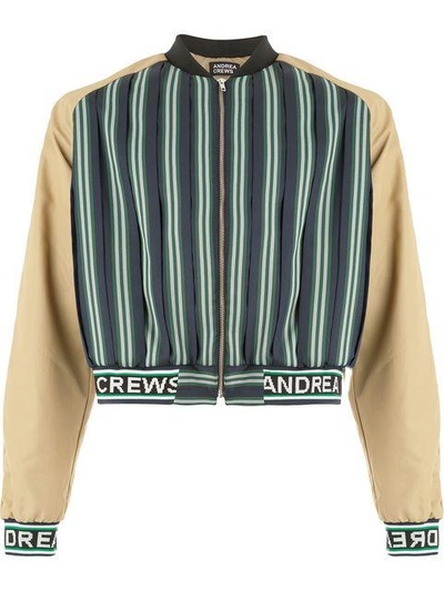 Shop Andrea Crews Cropped Bomber Jacket In Green