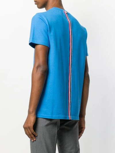 Shop Thom Browne Relaxed Fit Short Sleeve Tee With Center Back Red, White And Blue Stripe In Classic Pique