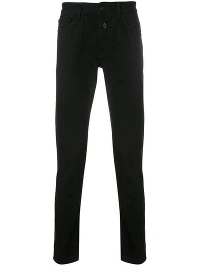 Shop Marcelo Burlon County Of Milan Straight Leg Jeans With Patches In Black