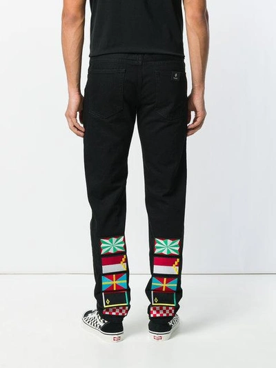 Shop Marcelo Burlon County Of Milan Straight Leg Jeans With Patches In Black