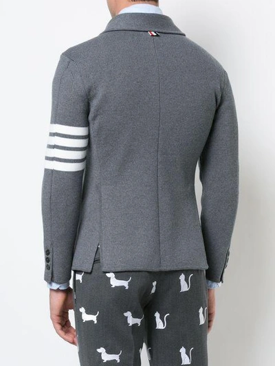 Shop Thom Browne 4-bar Single-breasted Knitted Blazer In Grey