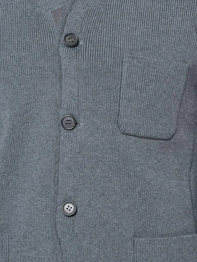 Rib Knit Sport Coat With White 4 Bar Stripe In Medium Grey Fine Merino Wool