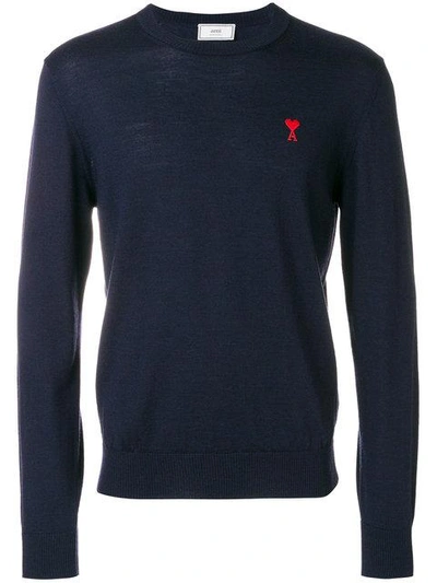 Shop Ami Alexandre Mattiussi 'ami De Coeur' Crewneck Sweater - Blue