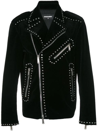 Shop Dsquared2 Studded Biker Jacket In Black