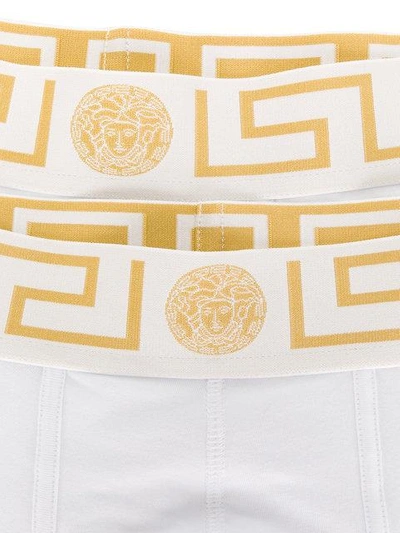 Shop Versace Greek Key Logo Band Underwear Set In White