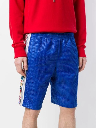 Shop Gucci Mesh Basketball Shorts In Blue
