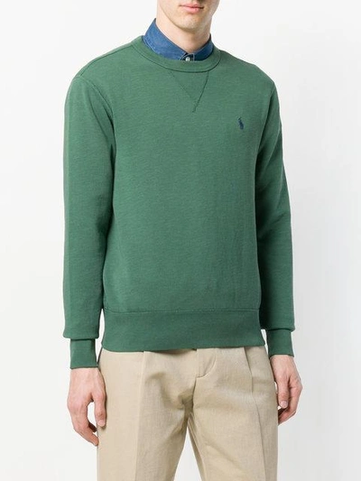 Shop Polo Ralph Lauren Logo Embroidery Sweatshirt In Green
