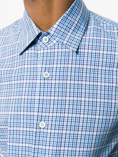 Shop Prada Pointed Collar Plaid Shirt