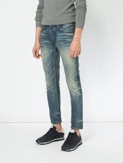 Shop Mastercraft Union Straight Leg Ankle Length Jeans In Blue