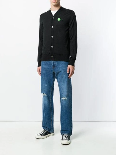 Comme Des Garçons Play Embroidered Apple Cardigan In Black