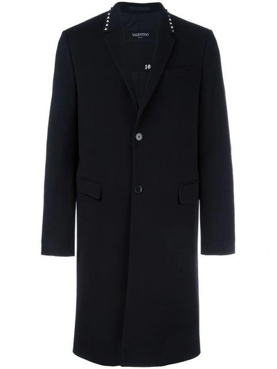 Shop Valentino 'rockstud' Single Breasted Coat In Black