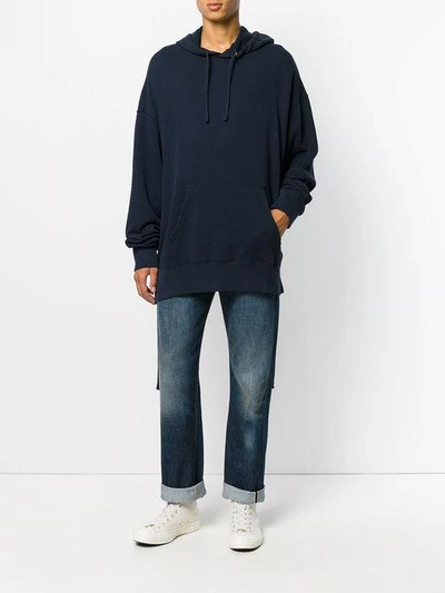 Shop Faith Connexion Oversized Laced Hoodie In Blue