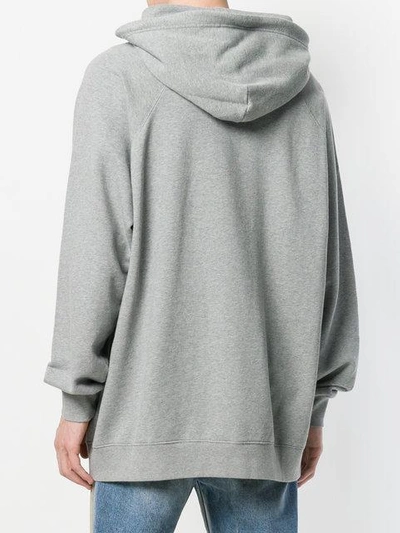 Shop Golden Goose Slogan Hooded Sweatshirt In Grey