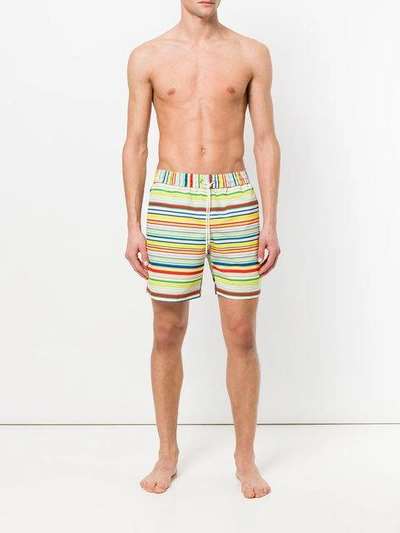 Shop Loewe Stripe Print Swimming Shorts - Multicolour