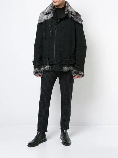 Shop Ann Demeulemeester Fundamental Shearling Jacket - Black