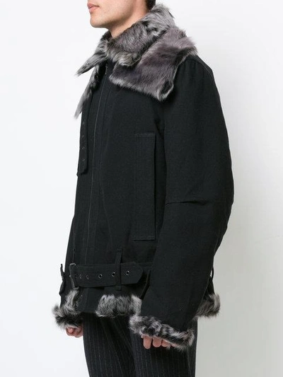 Shop Ann Demeulemeester Fundamental Shearling Jacket - Black