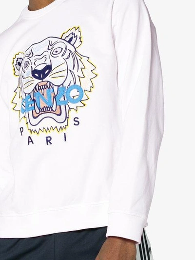 Shop Kenzo Tiger And Logo Sweater In 01 White