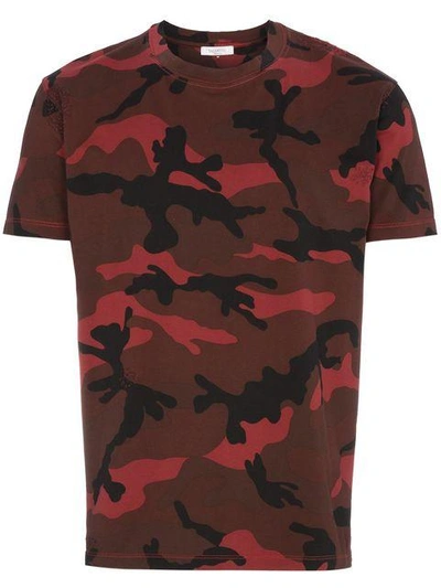 Shop Valentino Red Camouflage T-shirt