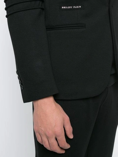 Shop Philipp Plein Ribbed Sleeve Suit With Jogger Pant In Black