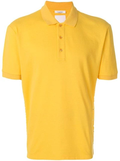 Shop Valentino 'rockstud' Poloshirt In Yellow