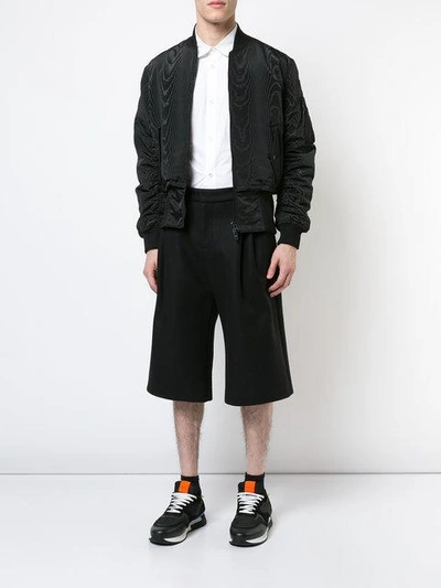 Shop Givenchy Moiré And Trompe-l'oeil Effect Bomber Jacket In 001