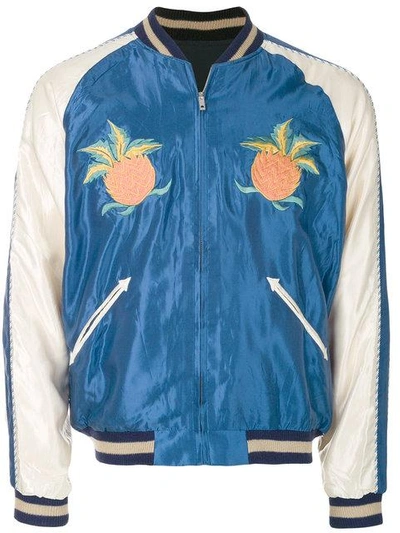 Shop Tailor Toyo Embroidered Bomber Jacket In Blue