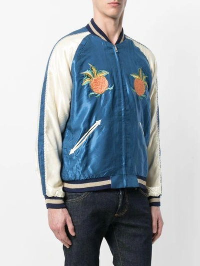 Shop Tailor Toyo Embroidered Bomber Jacket In Blue