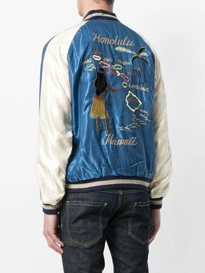 Shop Tailor Toyo Embroidered Bomber Jacket In Blue