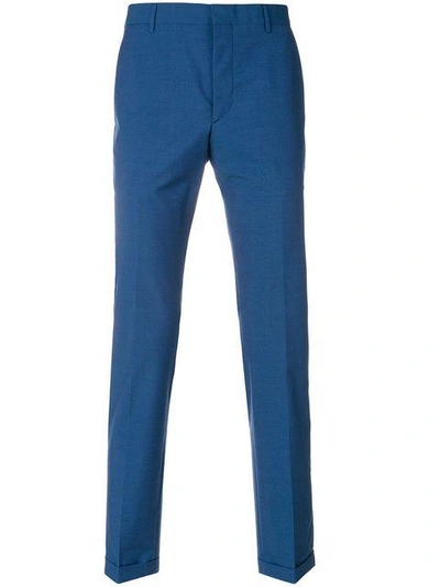 Shop Prada Slim Tailored Trousers In Blue