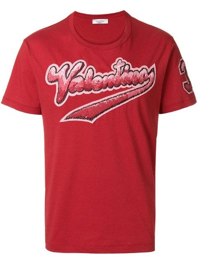 Shop Valentino Val Logo T-shirt - Red