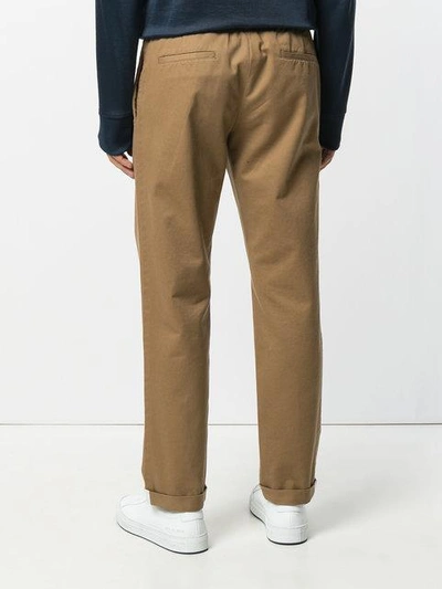 Shop Msgm Fitted Chino Trousers In Brown