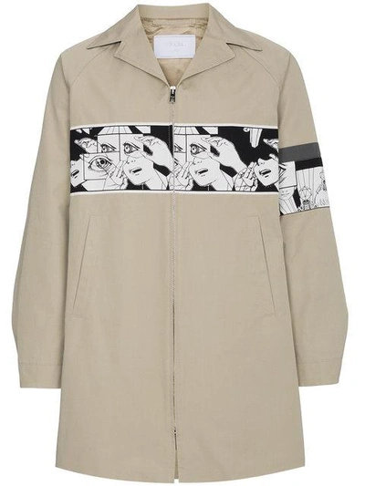 Shop Prada Comic Band Mac Jacket - Neutrals